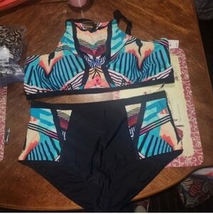 NWT ASHLEY STEWART 3X TRIBAL BIKINI SET